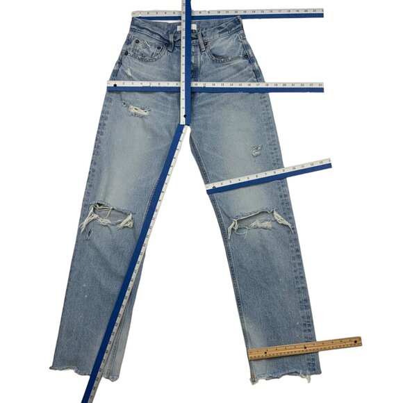 Moussy Vintage Odessa Wide Straight Leg Jeans 25 Light Blue Wash Button Fly - Picture 4 of 12